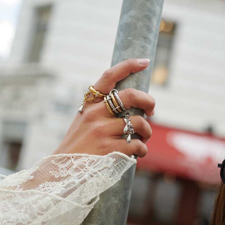 Storm - Bague Duo Drop en acier inoxydable
