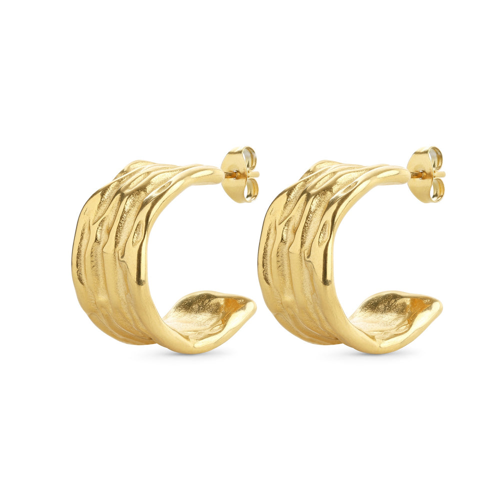 Magela – organic earrings in stainless steel, gold | Timi of Sweden