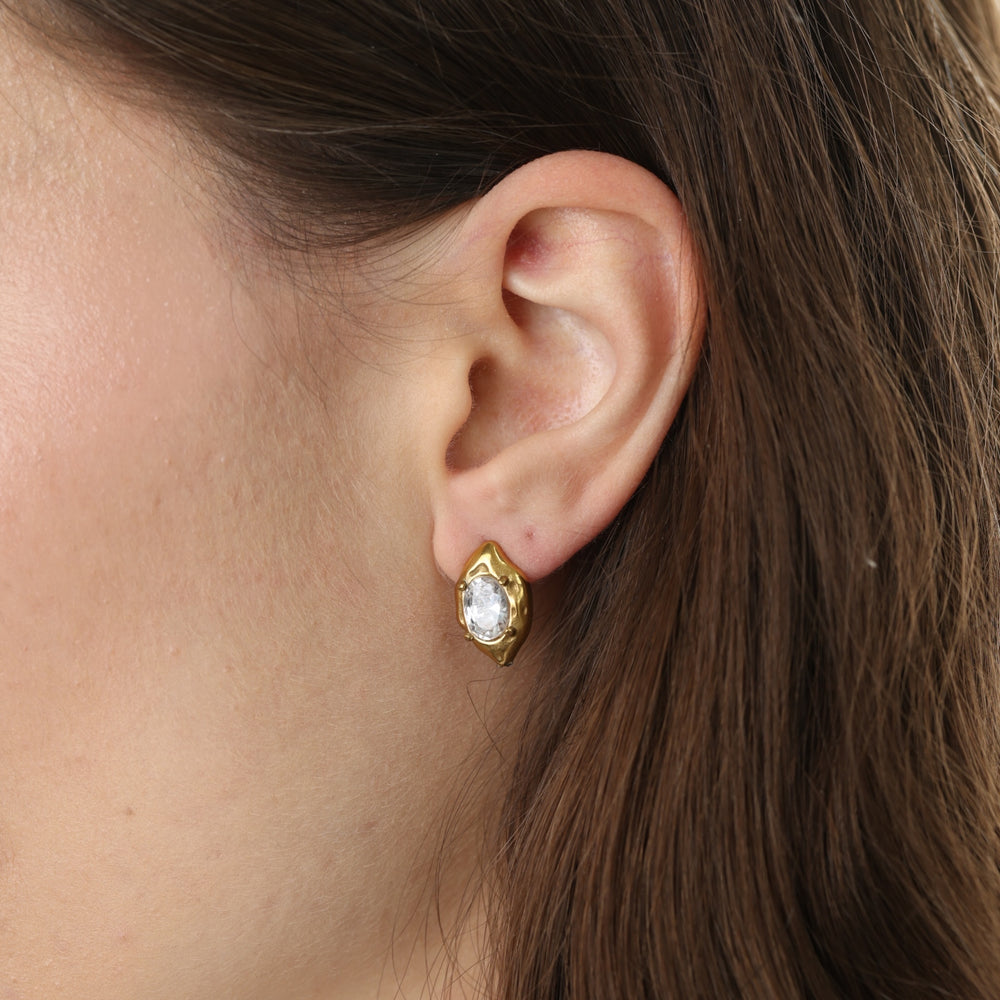 Azia – puces d'oreilles cristal en acier inoxydable, or | Timi of Sweden