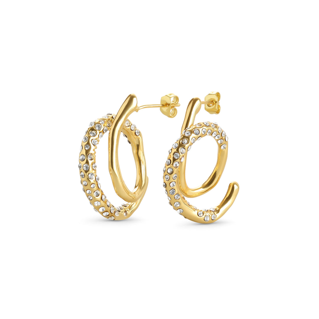 Marisol – boucles d'oreilles spirale cristal, or | Timi of Sweden