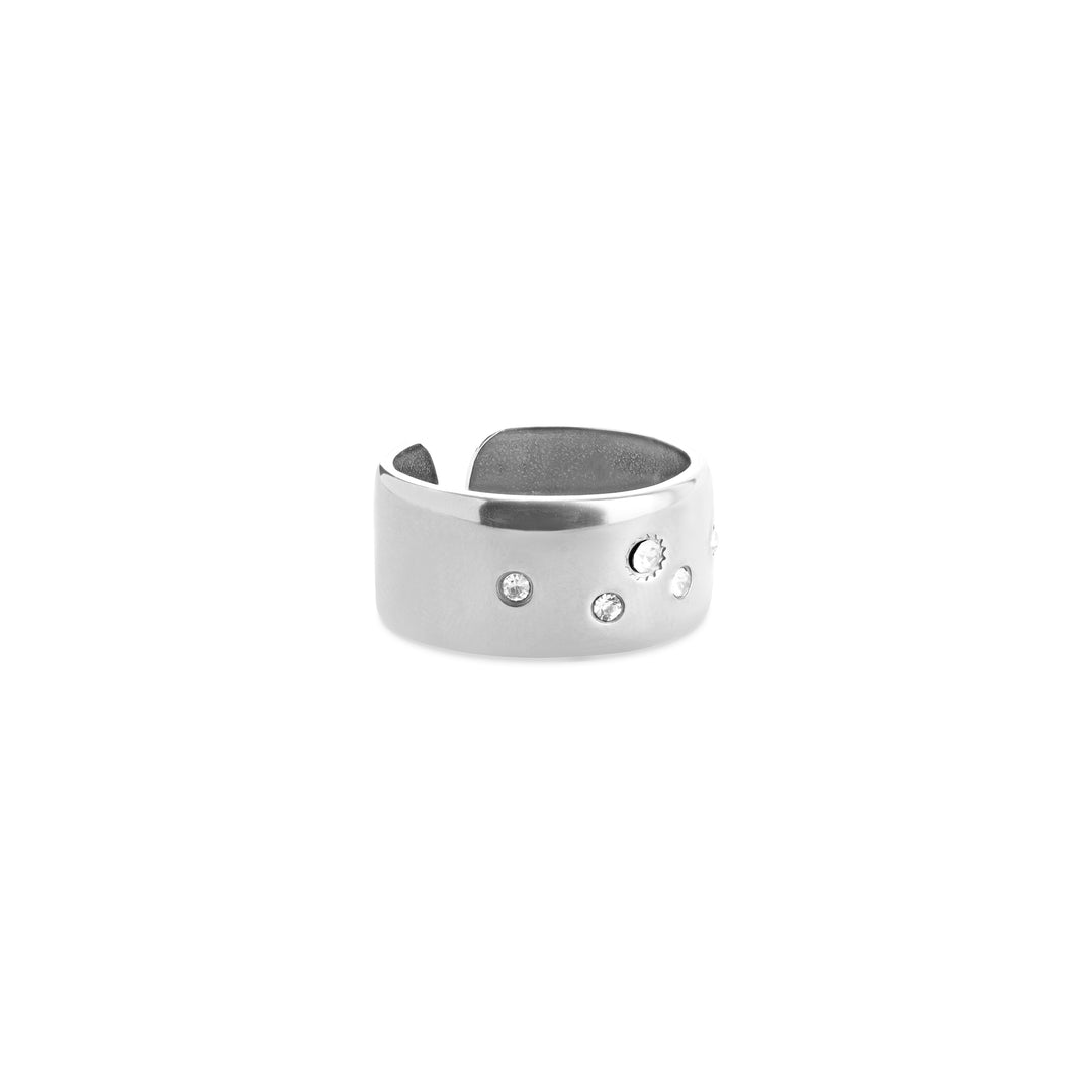 Bahi – Statement-Ring mit Kristall aus Edelstahl, Silber | Timi of Sweden