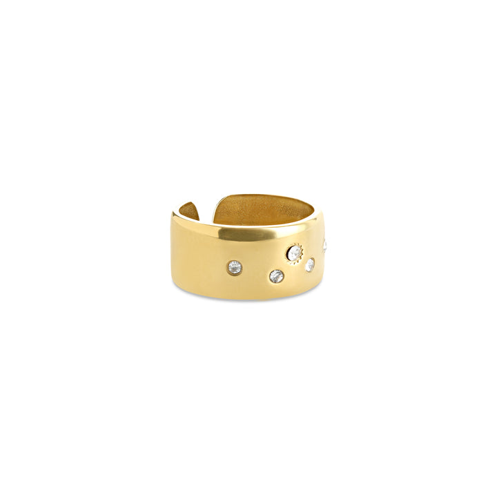 Bahi – Statement-Ring mit Kristall aus Edelstahl, Gold | Timi of Sweden