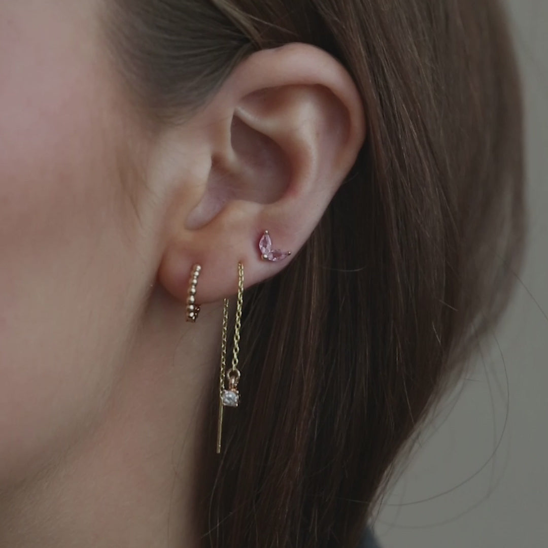Olivia - Boucles d'oreilles chaîne à breloques cristaux