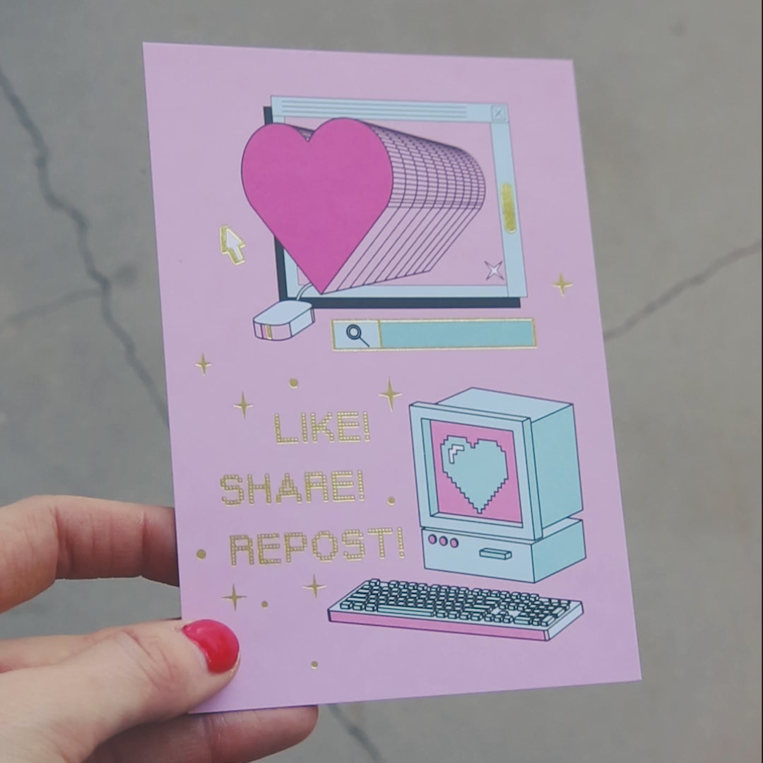 Like! Share! Repost! Postkarte