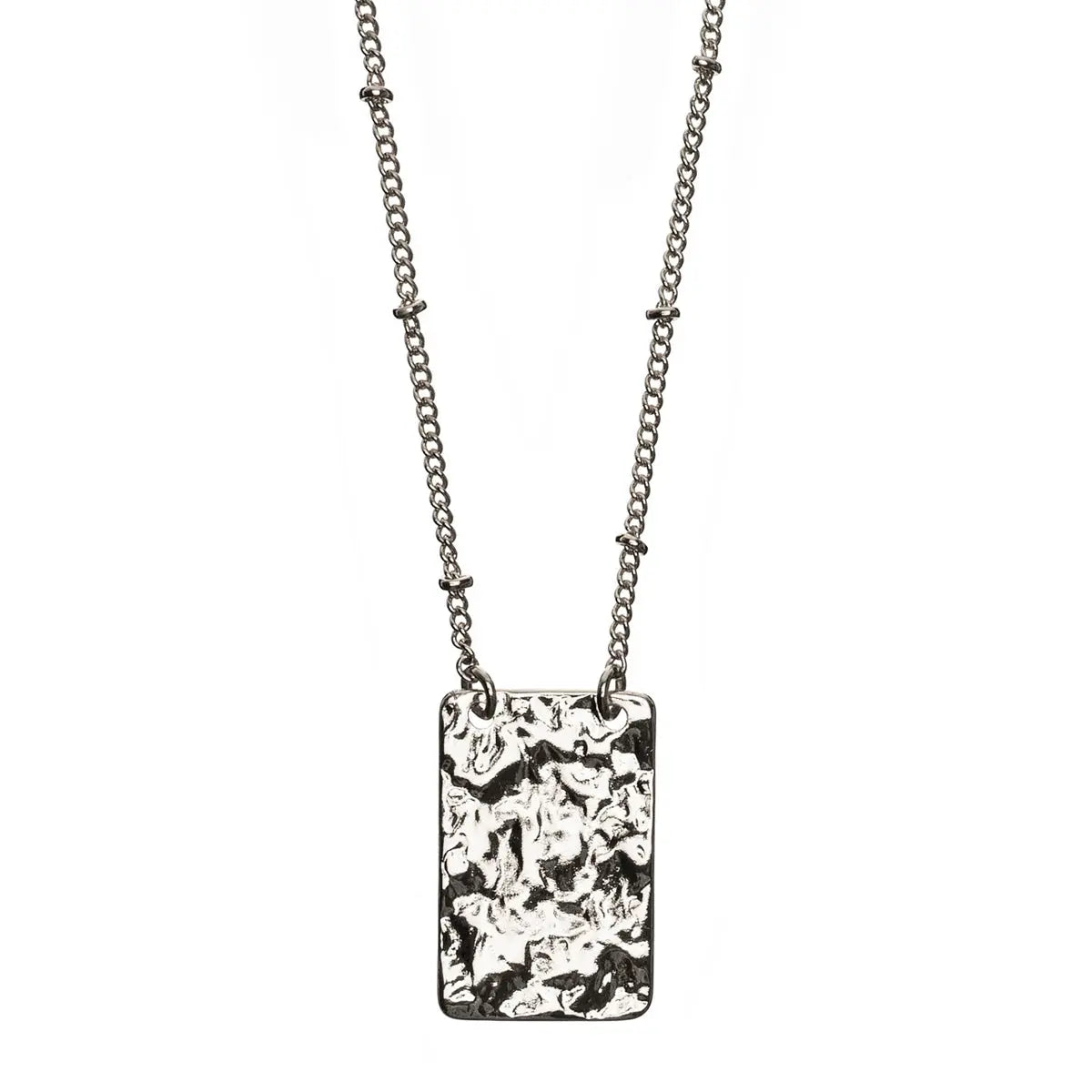 Rectangle Medallion Ball Chain Necklace Silver