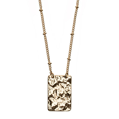 Rectangle Medallion Ball Chain Necklace Gold