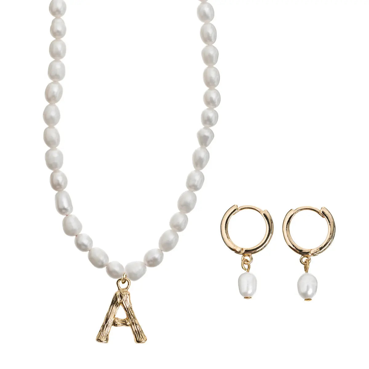 Personalisierte Perlenkette mit Perlenohrringen Set