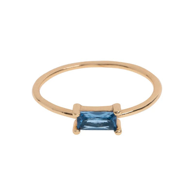 Ring with Rectangular Crystal - Blue