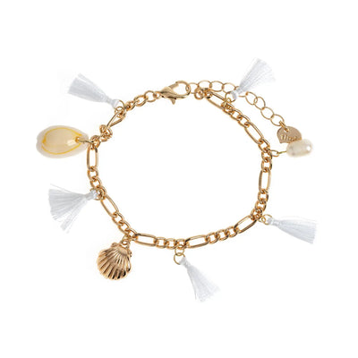 Nora - Tassle Cowrie Shell Pearl Chunky Bracelet
