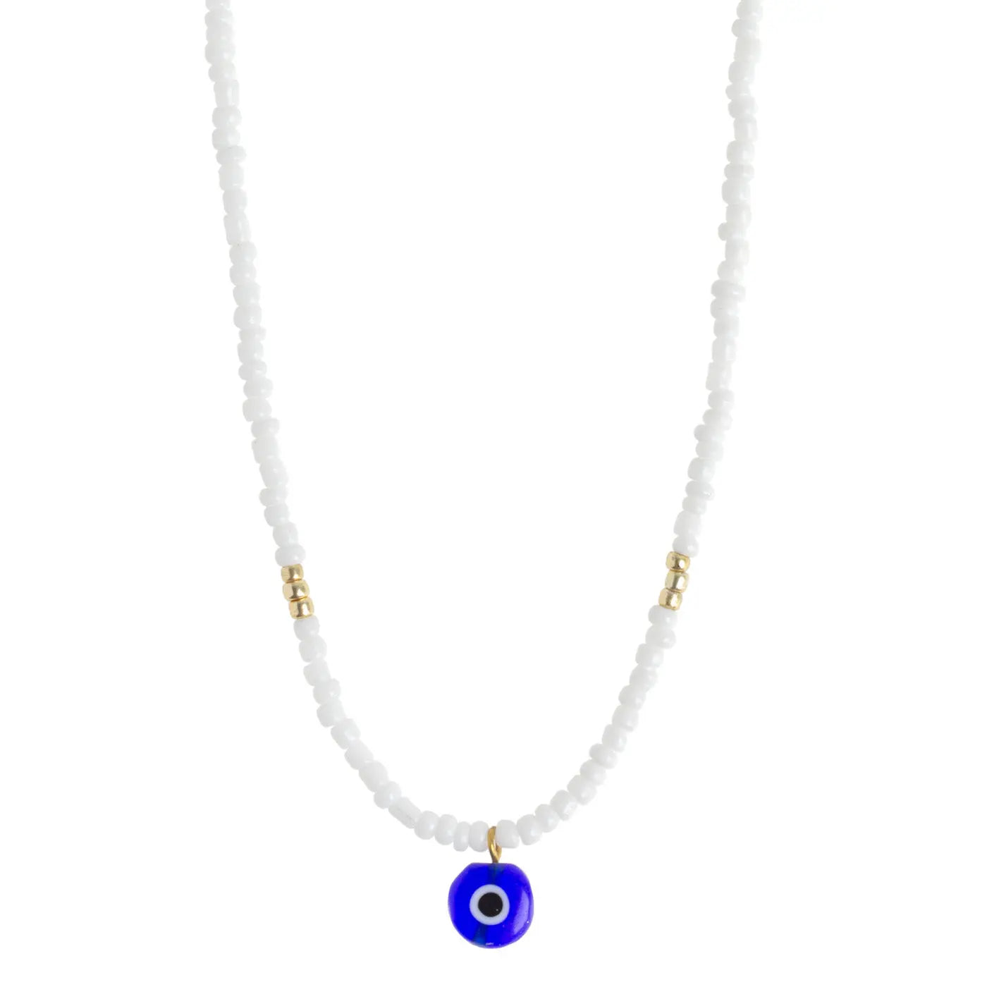 Suzy - Evil Eye White Bead Necklace