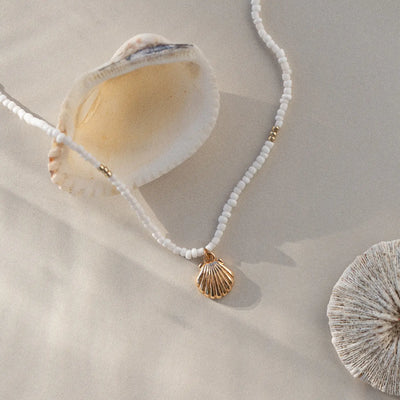 Ellie - Mermaid Shell White Beads Halskette