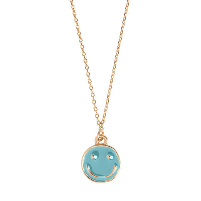 Doris - Blue Smiley Enamel Necklace
